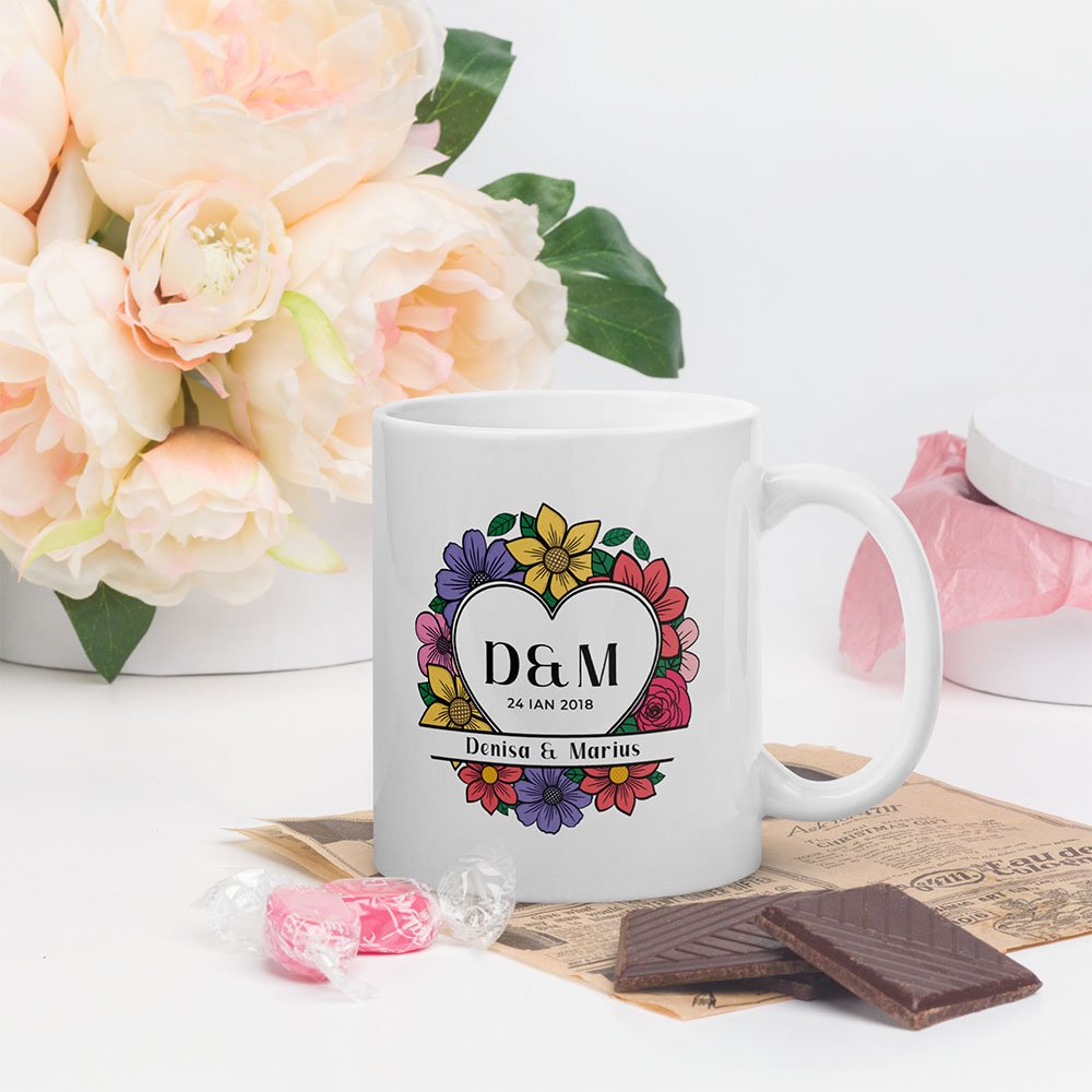 Cană personalizată cu inițiale și dată